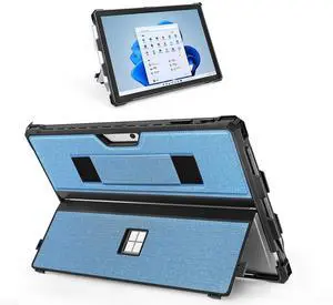 Case for 12.3" Microsoft Surface Pro 7+/7/6/5/4 Protective Rugged Cover Case, with Surface Pen Holder and Hand Strap, Compatible with Surface Pro Type Cover Keyboard (Blue)