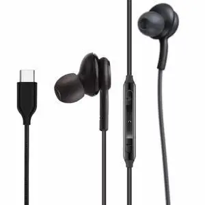 Bhvrtls 2025 New Earbuds Stereo in-Ear Headphones for Samsung Galaxy S25 S24 S23 S22 S21 S20, Note 10, 10+ - Designed with Microphone and Volume Remote Type-C Connector-Black