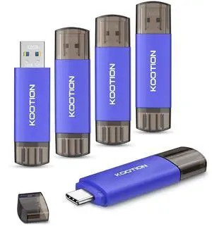 32GB Type-C Flash Drive 5-Pack, KOOTION 2-in-1 USB C Flash Drive USB-A&USB-C 3.0 Dual Drive OTG, Thumb Drive Memory Stick for Android Smartphone/Tablet/PC