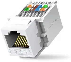 ZOERAX 50-Pack Cat6 Tool-Less RJ45 Keystone Jack, No Punch-Down Tool Required Module Coupler, White