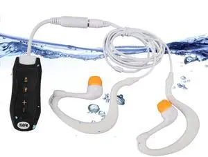 Swimming MP3 Player, IPX8 8G Memory Swimming Headset Rubber Coated, USB Player with Earphone, for Swimming Diving Running Cycling (Black)
