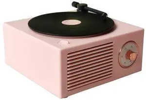 Vinyl Record Player Style Bluetooth Speaker Old Fashioned Classic Style Pink Cute Look Gift for Girls Bass Enhancement Loud Volume Speaker by Wetocke