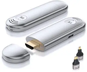 Wireless HDMI Transmitter and Receiver, Plug and Play, 2.4G/5G 100FT Range, Wireless HDMI Extender 4K Decoding 1080P Output, Support Laptop PC TV Box Projector Camera DV, No Need Bluetooth WiFi