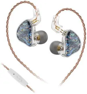 NICEHCK DB2 IEM Earphones with Mic Music Control: Resin 1BA 1DD Hybrid in Ear Monitor Headphones with 2Pin Detachable Cable,3.5mm Wired Earbuds for Gaming/Audiophile/Musician (Blue)