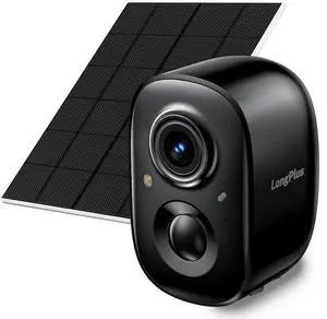 LongPlus Solar Security Cameras Wireless Outdoor Camera Wireless Camera for Home Security, 2K Battery Powered WiFi Cameras with AI Motion Detection, 2-Way Talk, Cloud/SD Storage