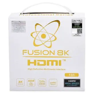 Fusion8K White HDR HDMI 2.1 Certified Cable Supports 10K 8K @60Hz and 4K @120Hz Compatible with Dolby Vision and All TVs, BluRay, Xbox Series X, PS5 (15 Feet)