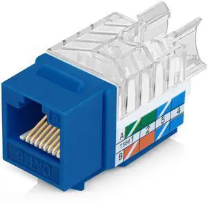 Everest 45° Angled RJ45 Cat6 Keystone Jacks 20-Pack in Blue - Slim Profile Female RJ45 Connectors - Cat 6 Keystone Jack - Compatible with 45° Angled Speed Termination Tool - 45Term (B0BL3GS7ZY)