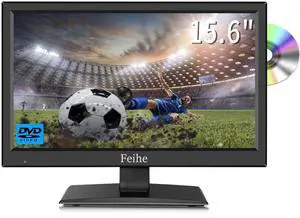 Feihe 15.6 Inch Flat Screen TV with DVD Player Built-in, Small TV-DVD Combo w/ATSC Tuner/HDMI/USB/AV/VGA Input, Watch Television Anywhere for Kitchen Bedroom RV Camper Truck Caravan Boat