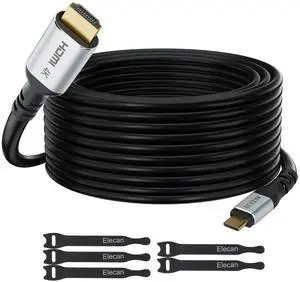 Elecan USB C to HDMI Cable 50 Ft, 4K@60Hz HDR, Double Chips Gold-Plated High-Speed USB 3.1 Type-C to HDMI 2.0 Cord Thunderbolt 3/4 Compatible Galaxy MacBook Pro/Air iPad Pro Surface Dell HP + 5 Ties