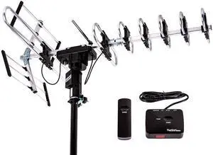 Five Star Outdoor Digital Amplified HDTV Antenna - up to 200 Mile Long Range, Directional 360 Degree Rotation by Remote Control, Intelligent Gain for HD 4K 1080P FM Support 2 TVs