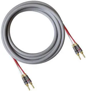 Blue Jeans Cable Canare 4S11 Speaker Cable, with Ultrasonically-Welded Conventional (Non-Bi-Wire) Terminations, (One Cable - for one Speaker); Assembled in The USA (10 Foot, Grey, Bananas to Bananas)
