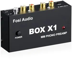 Fosi Audio Box X1 Phono Preamp for MM Turntable Mini Stereo Audio Hi-Fi Phonograph/Record Player Preamplifier with 3.5MM Headphone and RCA Output with DC 12V Power Supply