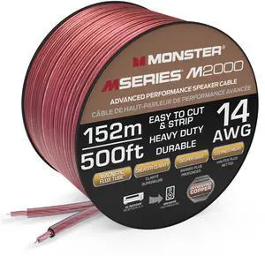 Monster M-Series 14 AWG Speaker Wire: Advanced Performance Speaker Cable 500 FT Spool with Oxygen-Free Copper Speaker Wire Construction - Easy to Strip & Install Speaker Cables