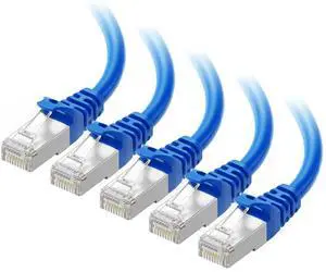 Cable Matters 10Gbps 5-Pack Snagless Shielded Cat 6A Ethernet Cable - 14ft, Cat 6A Cable, Cat6A Cord, Ethernet Cord, Blue