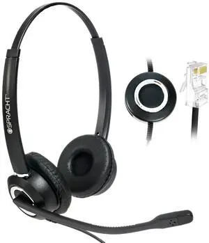 Spracht Zum RJ9 Dual Ear Wired Headset for Desktop Phones | Universal Telephone Headsets for Office Telephones | Works with Polycom Digium Nortel Yealink Grandstream Cisco