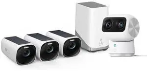 eufy Security eufyCam S330(eufyCam 3) 3-Cam Kit, Security Camera Outdoor Wireless Indoor Cam S350, Dual Cameras, 4K UHD Resolution Security Camera with 8× Zoom and 360° PTZ
