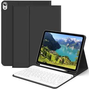 kenke Keyboard Case for iPad 10th Generation (10.9 Inch 2022) / iPad (A16) 11th (11 inch 2025) with Left Pencil Holder, Thin & Light, Stand Folio Detachable Wireless Bluetooth Keyboard Case, Black