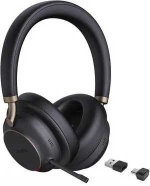 Yealink BH76 Plus Wireless Headset for Work, Bluetooth Headsets with Microphone Active Noise Cancelling (ANC), Retractable Hidden Mic Arm, Teams Certified Headset Compatible with PC Mac Mobile Phone