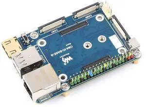 Waveshare CM4-IO-BASE-B for Raspberry Pi Compute Module 4 Bundle with USB HDMI Adapter (6 Items)