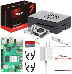 iRasptek Starter Kit for Raspberry Pi 5 8GB RAM-Pre-Loaded with 128GB Edition Raspberry Pi OS (Aluminum Case)