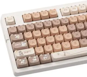 COOMICKEY PBT Keycaps 140 Keys Cute Keycaps Dye-Sublimation Cat Key Cap Mao Profile Custom Keycap Set for Cherry Gateron MX Swithes Mechanical Keyboards