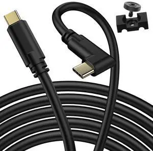 Jelanry Camera Tether Cable USB C to USB C 90° Right Angle, for Power Delivery, 5Gbps Data Transfer, Charging Between Camera & Computer+ Tethering Cable Lock Clamp for Sony Canon Nikon, 16.4 feet 5m
