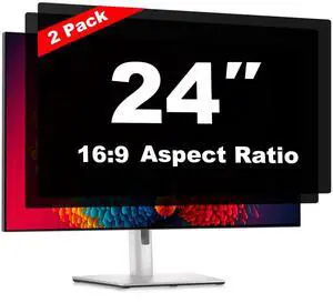 Pozlle 24 Inch Computer Privacy Screen Shield [2 Pack] for 16:9 Widescreen Desktop Monitor - Anti-Glare Blue Light Privacy Filter and Anti Spy Privacy Screen Protector Film