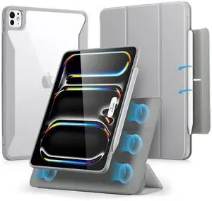 ESR for iPad Pro 11 Inch Case 2024 5th Gen (M4), iPad Pro 11 Case with Pencil Holder, Removable Magnetic Cover, Vertical Stand, Fully Supports Pencil Pro and Pencil(USB-C), Rebound 360 Series, Grey