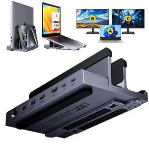 Laptop Docking Station Stand Dual 4K Monitor: QUUGE USB C Docking Station Dual Monitor for Laptop, 2 HDMI (Single 4K@120Hz), 2 USB3.0 Ports, 100W PD, RJ45 Ethernet, Universal Laptop Stand USB C Dock