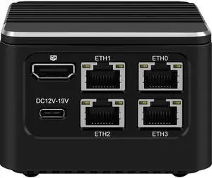 Mrroute Mini Firewall PC N100 4C/4T,16GB LPDDR5 512GB SSD Micro PC,4K Dual Screen Display,4 LAN i226-V 2.5GbE,Mini Desktop Computer Win11 Pro