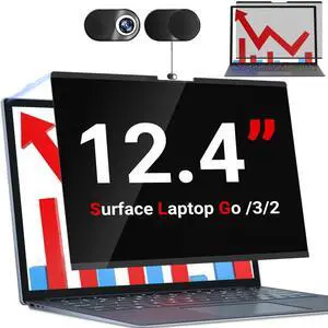 ZOEGAA Surface Laptop Go 12.4 inch Privacy Screen, Anti Blue Light Sliding Camera Cover Magnetic Privacy Screen Compatible with Microsoft Surface Laptop Go 3/2/1 12.4 Inch2020/2023