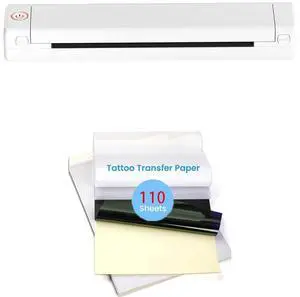 Phomemo M08F Wireless Tattoo Transfer Stencil Printer White with 110pcs Tattoo Transfer Paper, Tattoo Printer Kit for Tattoo Artists, Compatible with Phone & PC