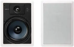 Polk Audio RC85i 2-Way Premium in-Wall 8" Speakers (Pair), Perfect for Damp and Humid Placement - Bath, Kitchen, Covered Porches (White, Paintable Grille)