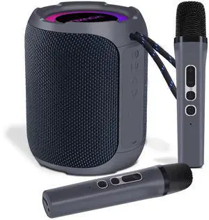 Karaoke Machine, Portable Bluetooth Karaoke Speaker with 2 Dual Microphone Karaoke IPX7 Waterproof Wireless Speaker with TF Double Pairing Karaoke Machine for Adults Perfect for Outdoor