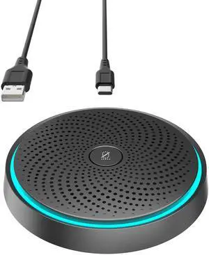 WISE TIGER USB Conference Microphone for Gaming, Skype, Zoom - 360 Omnidirectional Condenser PC Mic with One-Key Mute, Plug & Play Laptop Desktop Microphone