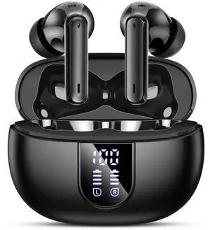 Wireless Earbuds, Bluetooth 5.3 Headphones 40Hrs Playtime Deep Bass Stereo in-Ear Earbud, LED Power Display, Call Noise Canceling Headphones with Mic, IP7 Waterproof Earphones for IOS Android Black