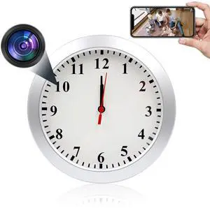 Pelay Clock Camera, Wireless 1080P WiFi Wall Clock Mini Nanny Camera Motion Detection for Home Security