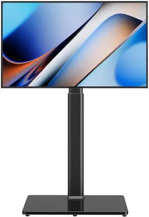 Universal Floor TV Stand with Mount 70 Degree Swivel 9 Level Height Adjustable and Space Saving Design for Most 27 to 65 inch LCD, LED OLED TVs, Perfect for Corner & Bedroom AX1006TB
