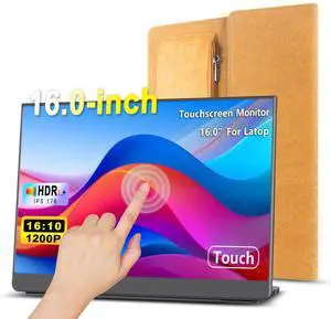Upgraded 16:10-16 Inch Touchscreen Portable Monitor For Laptop 1200P IPS Touch Second External Travel Monitor Ultra-Slim Gaming Display For Macbook mini pcwith Folding Stand & monitor Package