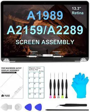 Replacement Screen 13.3" for MacBook Pro 13-inch 2018-2019-2020Year Retina ModelA1989 A2159 A2289 ModelEMC 3358 3214 3301 3456 Full LCD Screen Display AssemblySilver