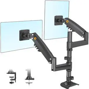 NB North Bayou Dual Monitor Desk Mount Stand Full Motion Swivel Computer Monitor Arm Fits 2 Screens up to 27'' with Load Capacity 4.4~19.8lbs for Each Monitor H180-G