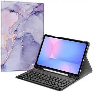FINTIE Keyboard Case for Samsung Galaxy Tab S10 FE/ S9 FE 5G 10.9 Inch/Tab S9 11 Inch with S Pen Holder, Slim Stand Cover Detachable Wireless Bluetooth Keyboard, Lilac Marble