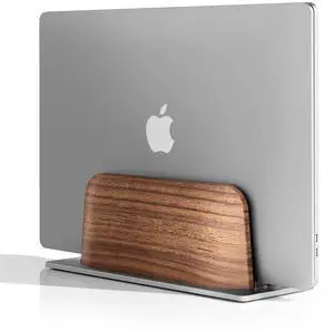 UPERGO Vertical Laptop Stand for Desk, Laptop Holder to Dock MacBook, MacBook Pro and Other Laptops, Black Walnut Wood
