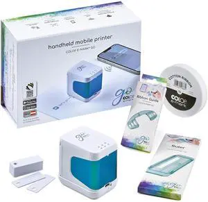 Colop e-Mark Go Portable Digital Stamp Printer Set Customizable, Rechargeable, Wireless & Easy-to-Use, Includes Ruler, Ribbon Guide, 15mm Cotton Ribbon (e-Mark go Set)