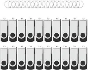 USB Flash Drives 2GB 20 Pack, Wooolken USB 2.0 Thumb Drives with Keychains Memory Stick USB Drive Pendrive for PC Laptop Computer (Black)