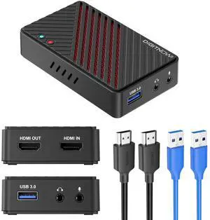 4K Video Capture Card, HDMI to USB3.0 Live Gamer Capture Card Full HD 1080P 60fps, Ultra-Low Latency for Streaming and Recording, Work with Nintendo Switch, PS5, PS4, Xbox One, PC