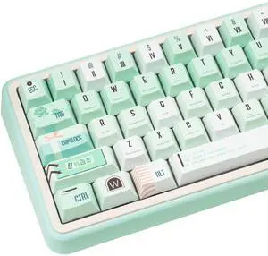 TIMSEKER Matcha Green Cherry Profile PBT Keycap 147 Keys, Five Side Dye Sublimation Custom Key Cap for 61/64/68/75/84/87/104/108 ANSI Layout Mechanical Gaming Keyboard (Only Keycap Set)