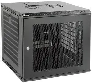 Tecmojo 9U Wall Mount Rack Network Cabinet for 19" IT Equipment,with Lockable Mesh Door and Side Panels,Cooling Fan,17.7inch Depth,Black