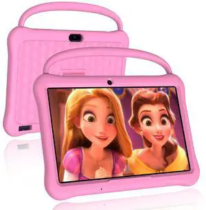 NEWISION 10 inch Android 13 Tablet for Kids, Tabletas with Handheld 64GB,Parental Control,Kids App Pre-Installed, Educational Toddler Tablets WiFi, Bluetooth, 6000mAh, Dual Camera(Pink)