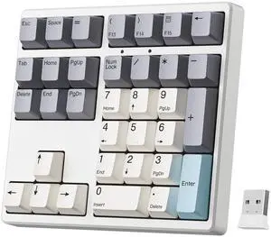 Kisnt Wireless Number Pad, Hot Swappable Mechanical Numpad,34 Keys 2.4GHz Rechargeable Numeric Keypad with PBT Keycaps for Laptop, Mac, PC Desktop